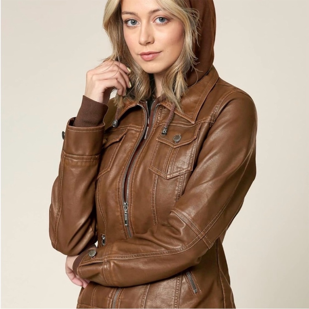 Lock and Love - Women's Faux Leather Biker Jacket